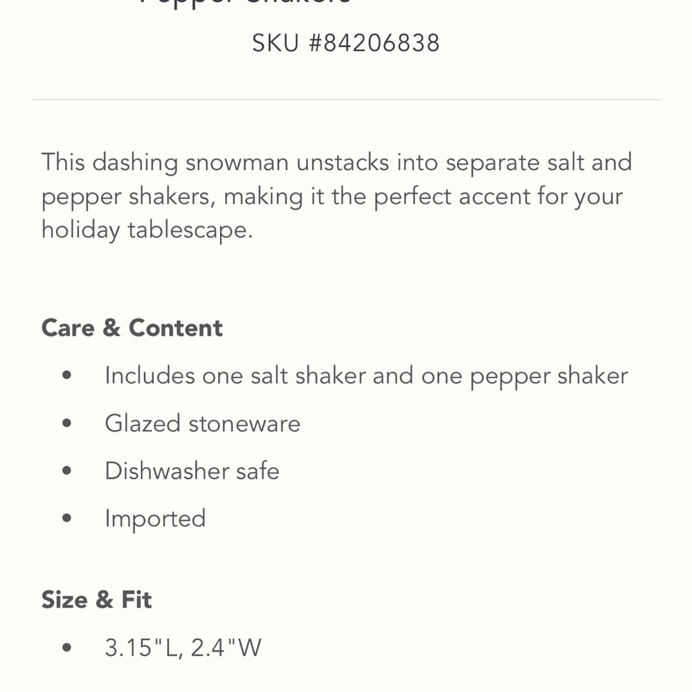 Glazed Snowman Salt & Pepper shaker - Picture 3 of 5